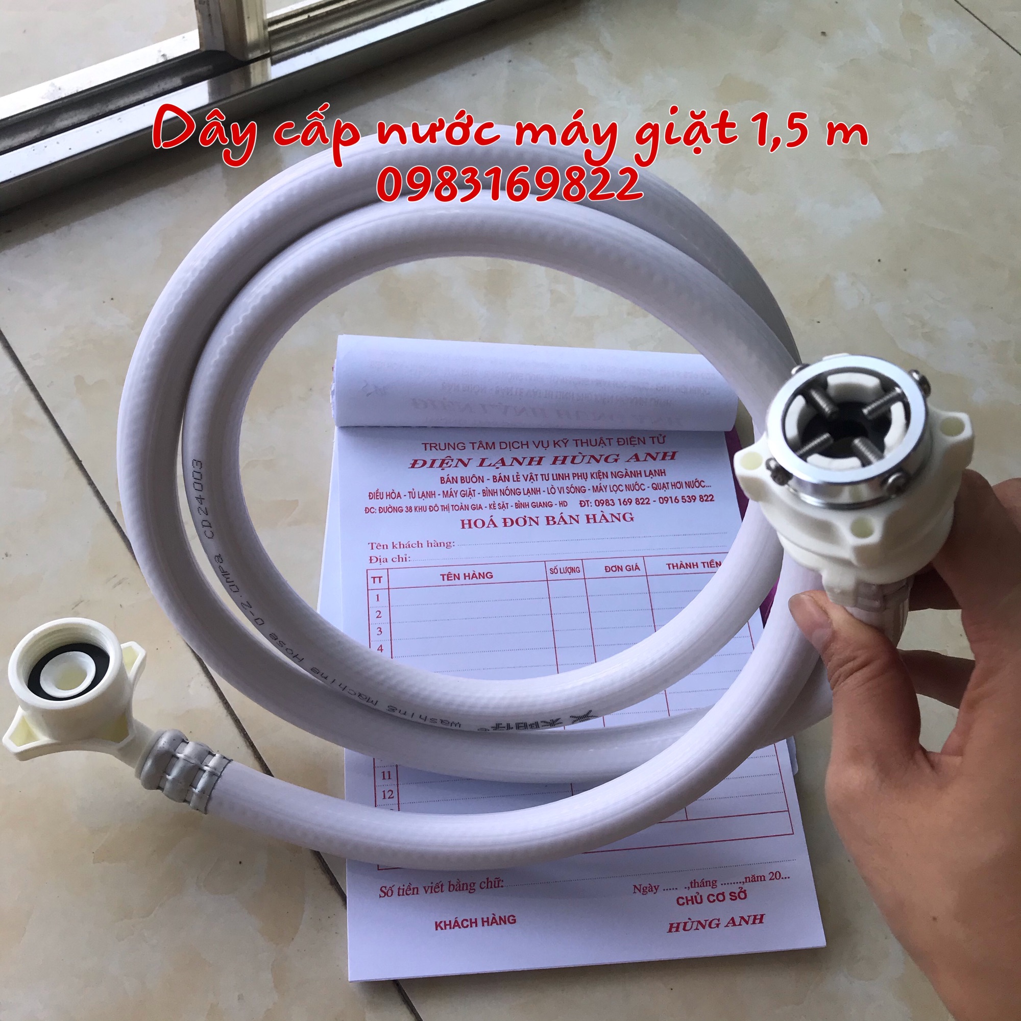 Dây cấp nước máy giặt 1,5m(tốt) Vật Tư Điện Lạnh Hùng Anh