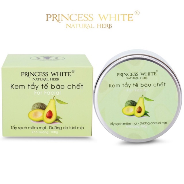 Kem tẩy tế bào chết da mặt princess white hộp 100g