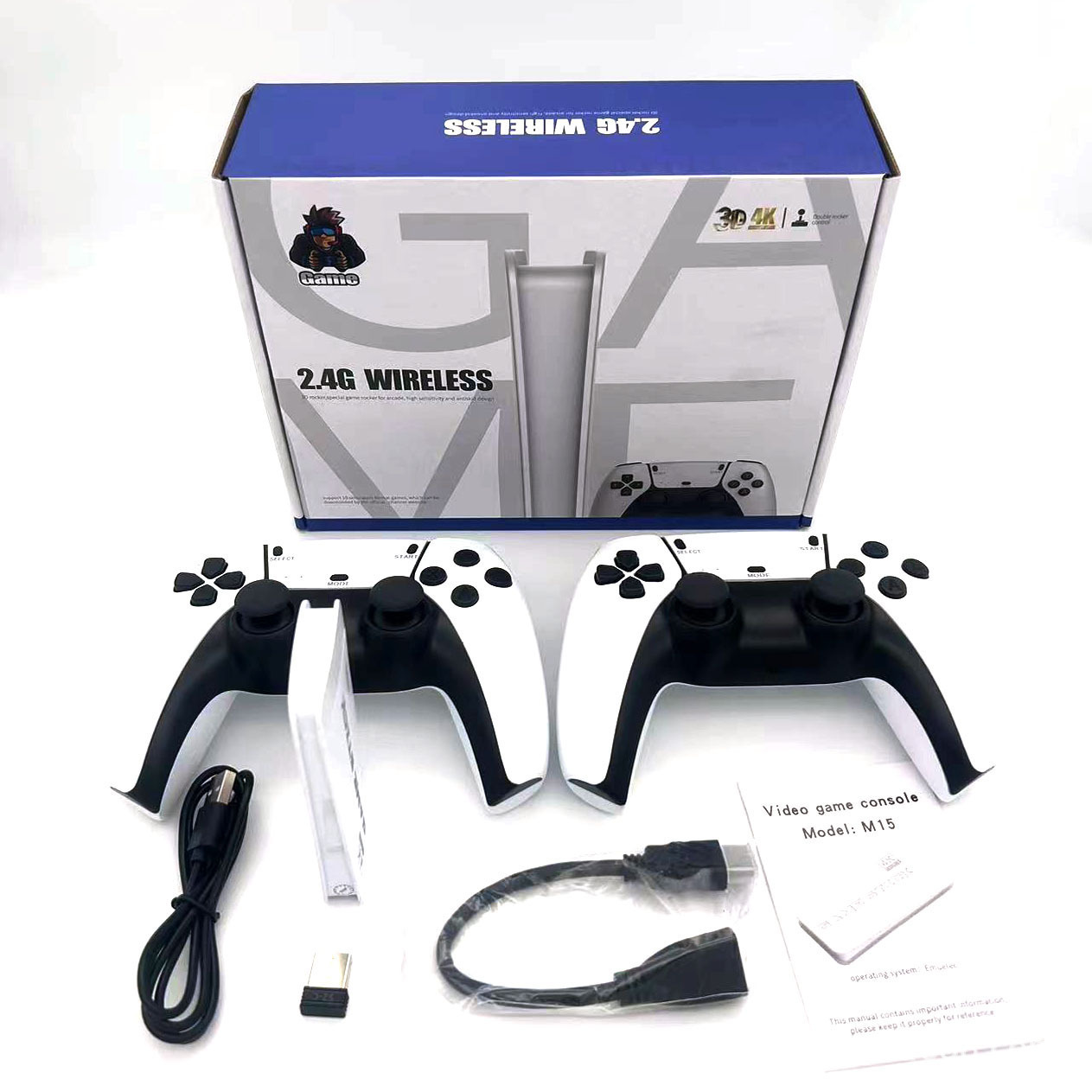 Máy Chơi Game Stick 4K PRO Trắng M15 PLUS 2.4G WIRELES 2025 HDMI, 64GB Hơn 20000 Trò Chơi Game Mới Update, Máy Chơi Game Cầm Tay Không Dây 2025