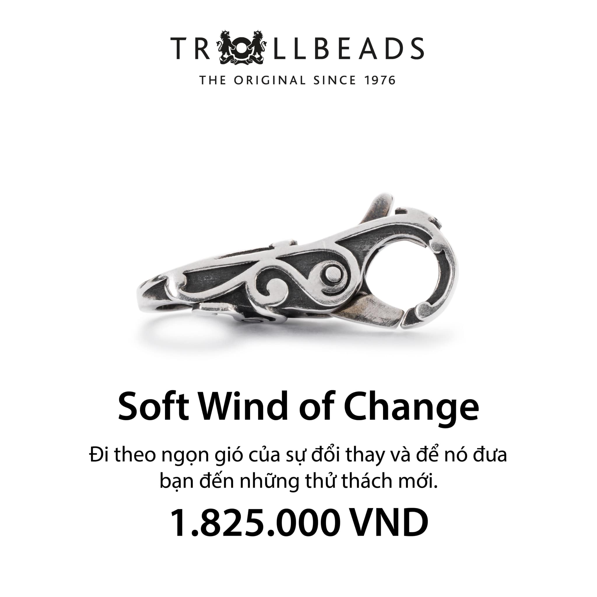 Trollbeads khóa bạc cao cấp soft wind of change taglo-00035