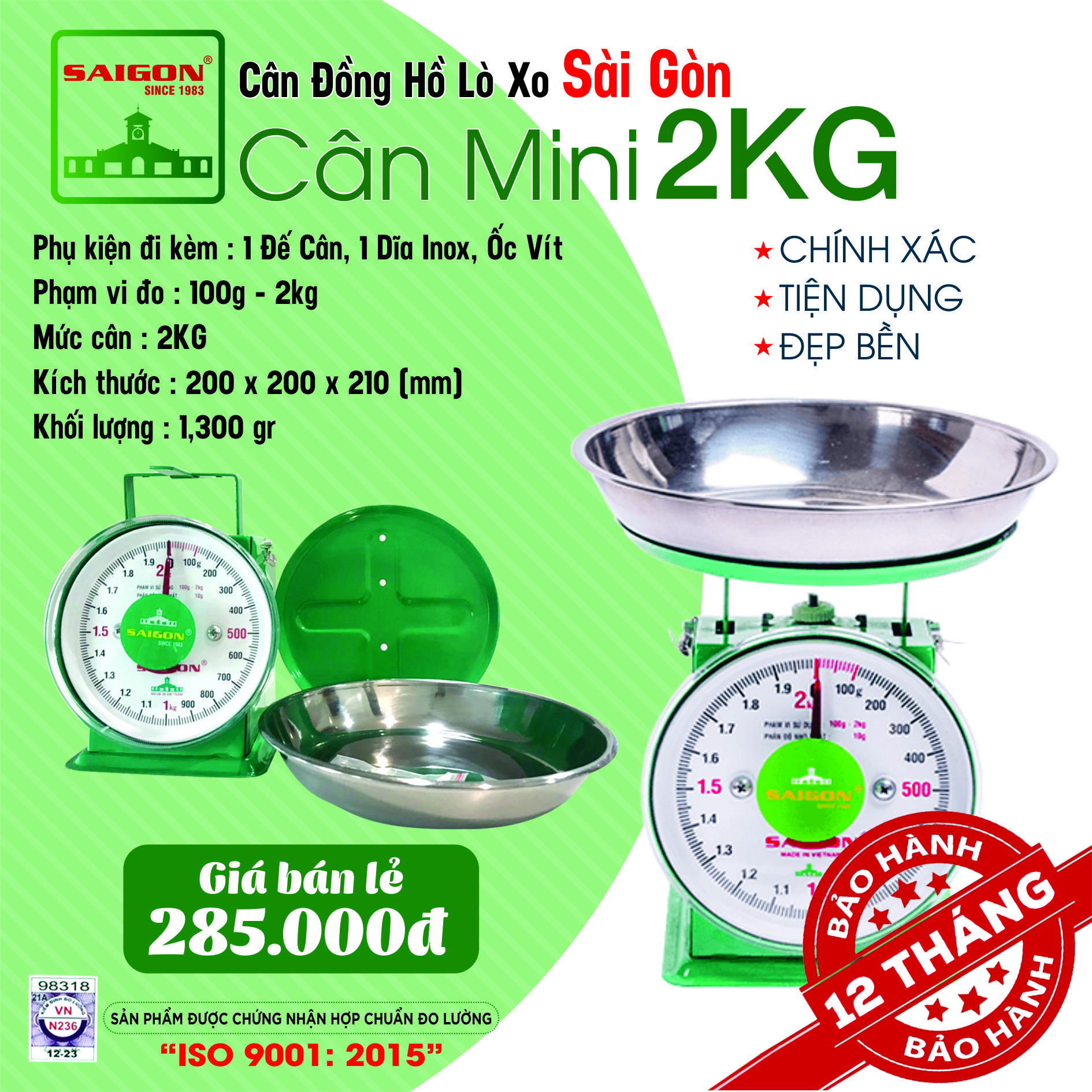 Cân 1 kg/2 kg bảo hành 12 tháng