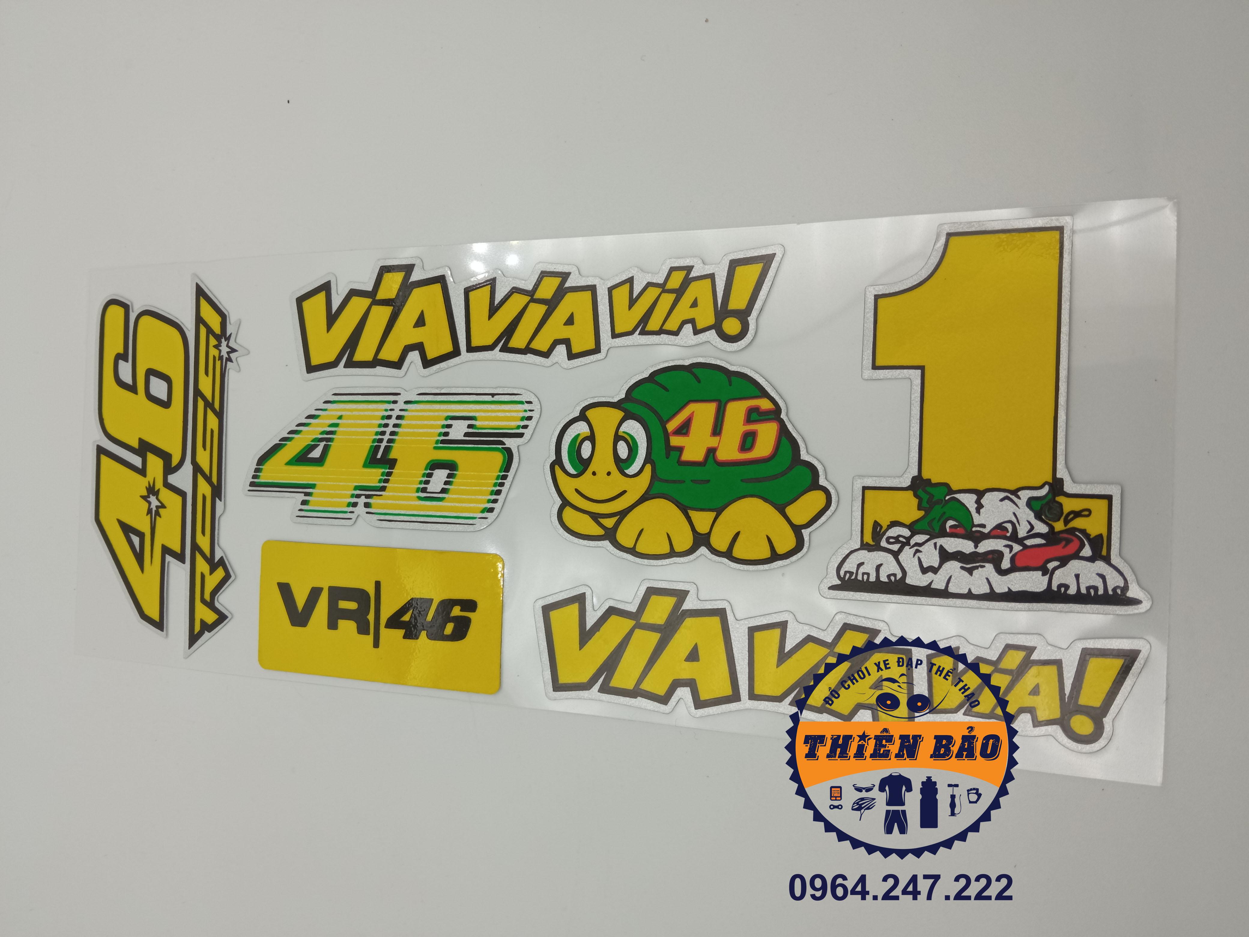 Combo 7 logo dán xe máy, decal dán xe nhiều loại sticker tem dán via vr46 #80
