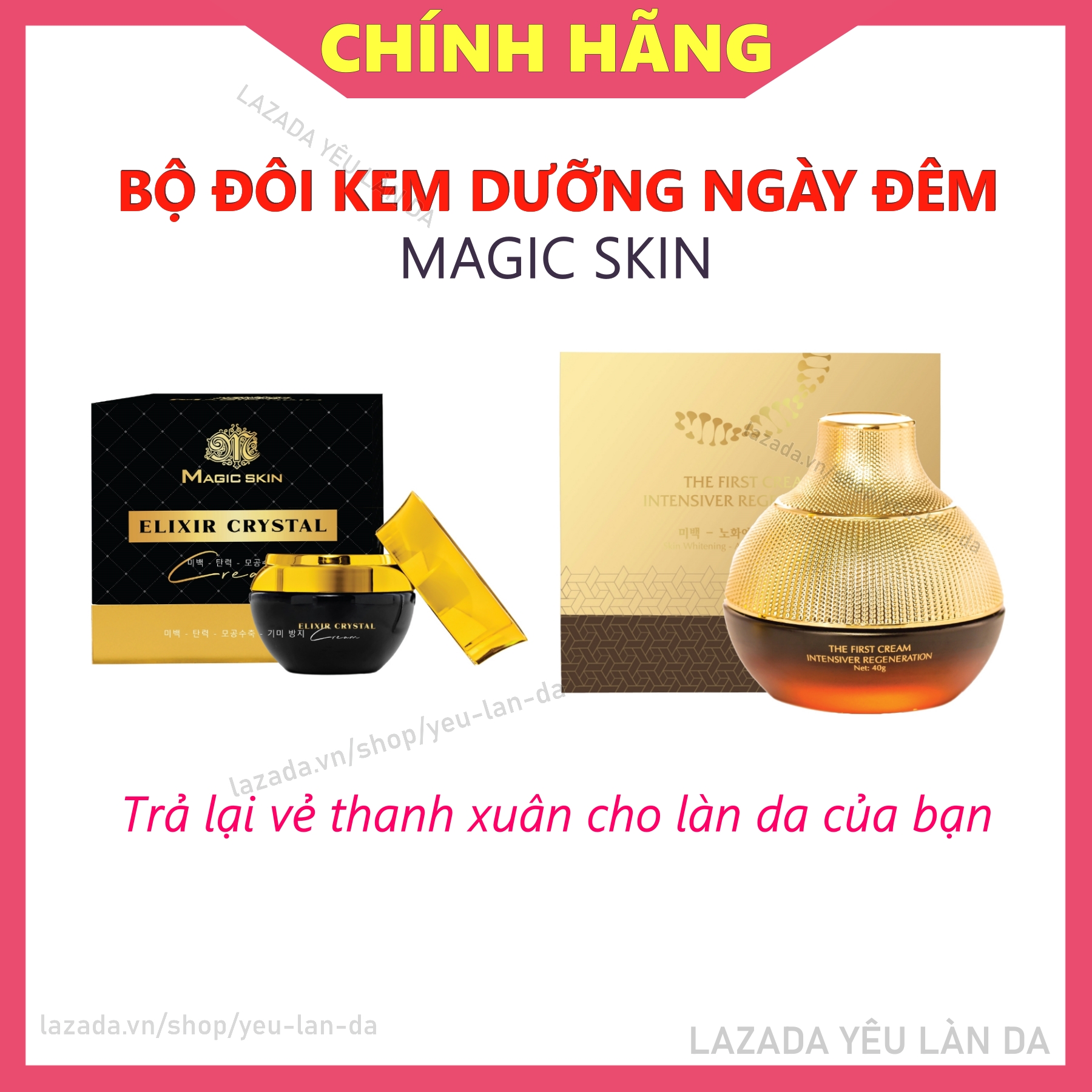 Bộ kem face ngày đêm magic skin | kem tái sinh - kem ngọc trai đen