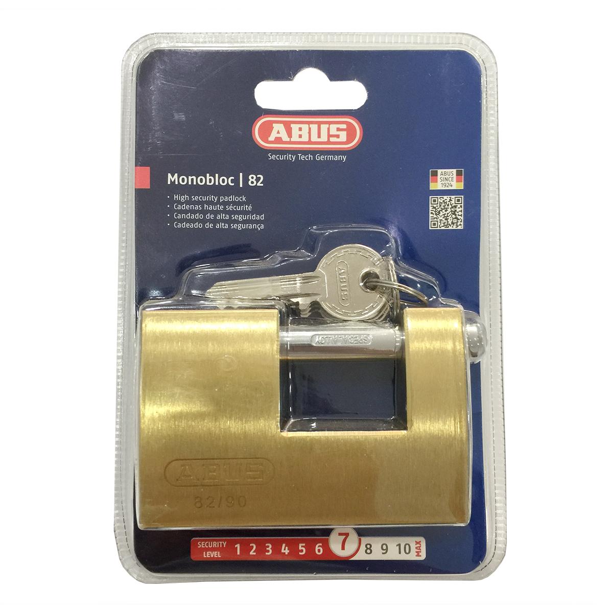 Ổ khóa chống cắt abus 82/90 thân đồng rộng 90mm chìa răng cưa - luto shop