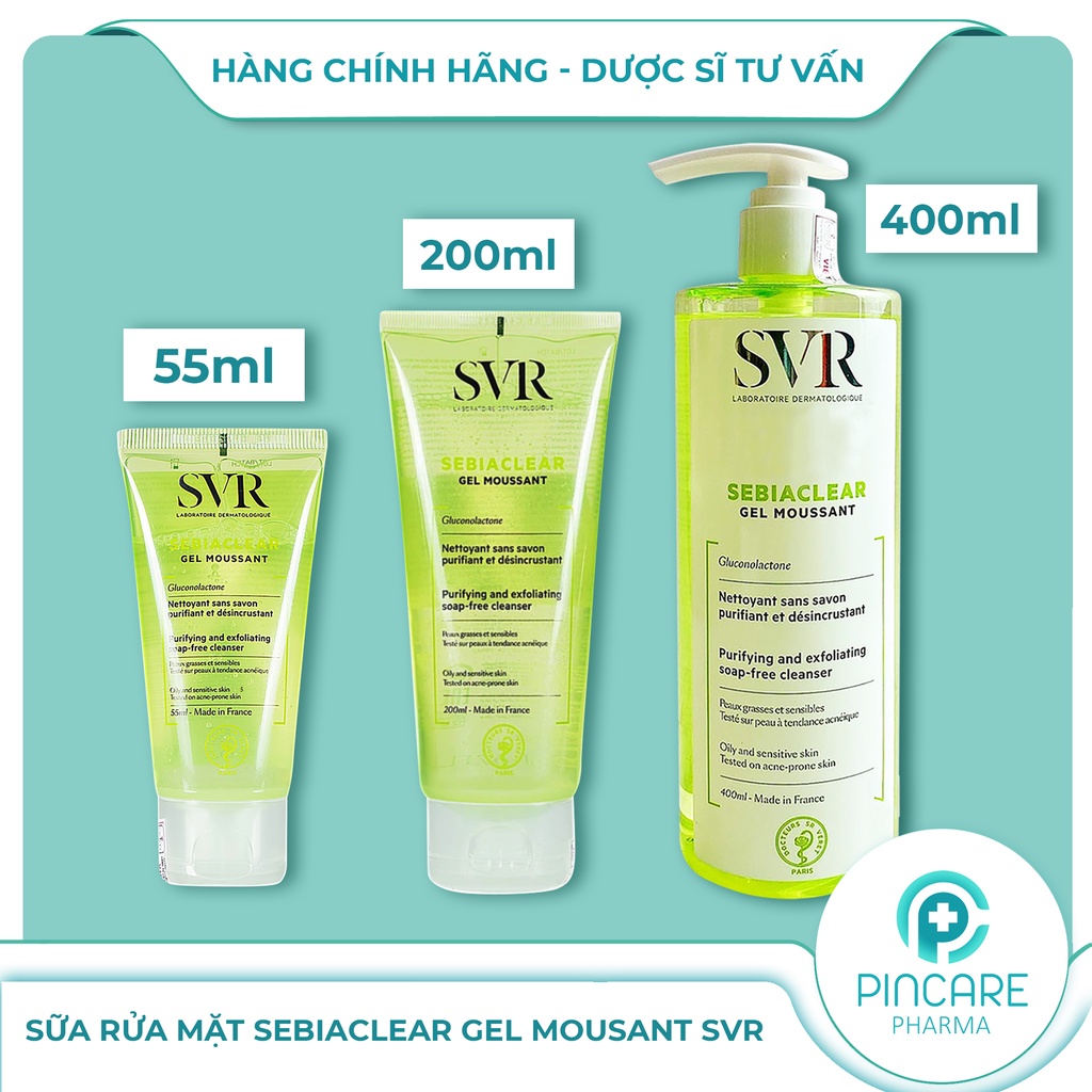 Sữa rửa mặt svr cho da dầu mụn, srm svr sebiaclear gel mousant - nhà thu.ốc pincare