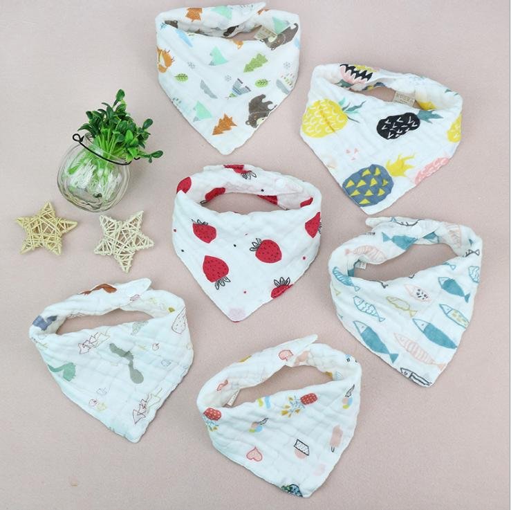 Set 6 yếm tam giác xô 6 lớp có 2 cúc bấm cho bé
