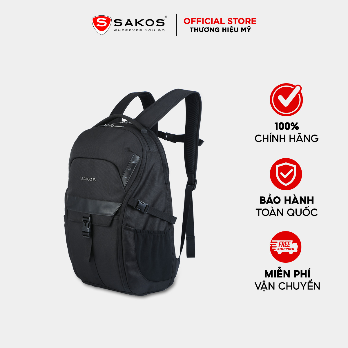  Balo Laptop Cao Cấp 15.6 inch SAKOS FIERY - Tính năng ưu Việt Thiết kế đột phá Nâng tầm đẳng cấp. 