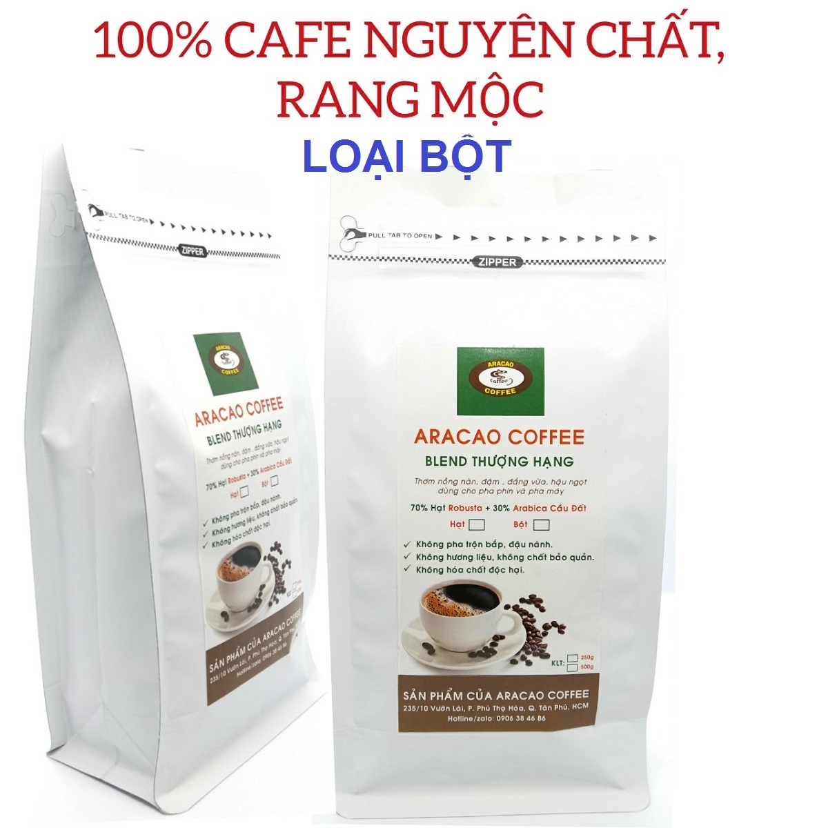 [HCM]Cà phê bột BLEND THƯỢNG HẠNG- ARACAO COFFEE thơm nồng nàn đậm đà hậu ngọt [ 1kg BỘT 2 Gói]