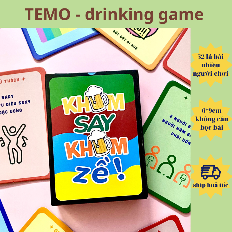 Bộ bài drinking game nốc out huệ uống thử thách cùng bạn bè cho nhóm cặp đôi khum say khum về 52 thẻ nhiều nội dung mới