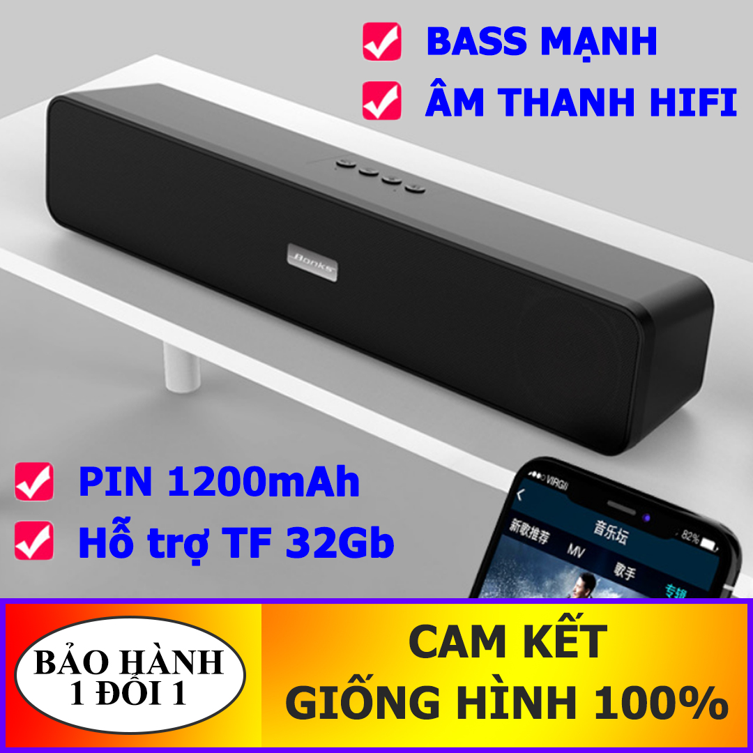 Loa bass siêu trầm - loa bluetooth 5.0 bonks n2 âm thanh hifi, có hỗ trợ thẻ nhớ tf