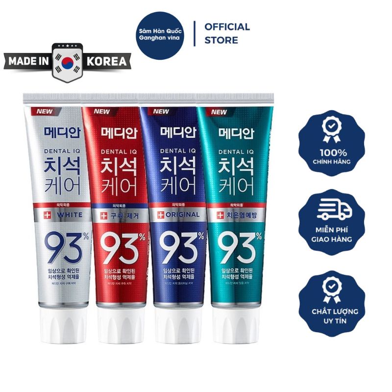 Kem đánh răng hàn quốc trắng răng median dental iq 93% 120g