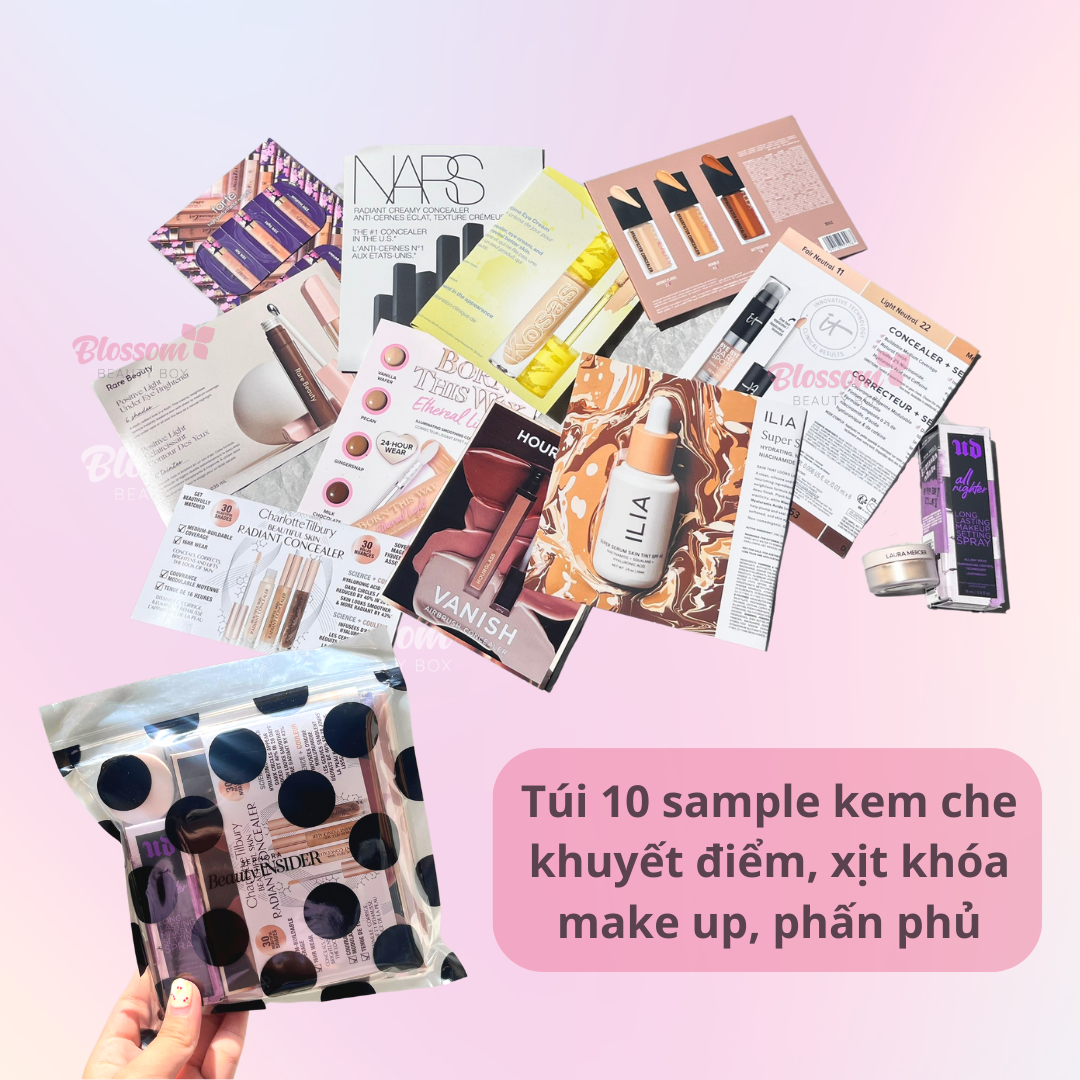 Set Gift SEPHORA - Sample kem che khuyết điểm, xịt khóa nền và phấn phủ makeup
