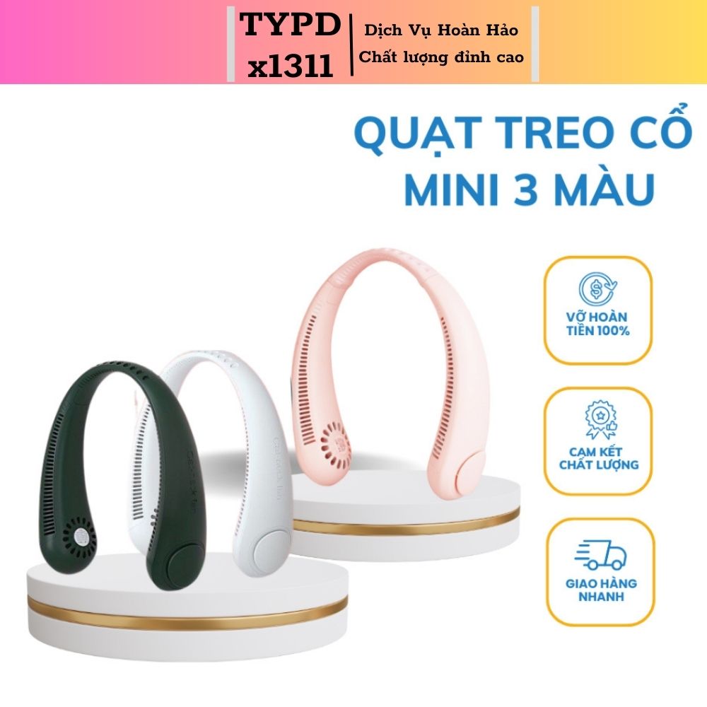 Combo 3 quạt đeo cổ hình thú mini không cánh wind, quạt quàng cổ tích điện pin lớn, quạt đeo cổ hình thú 3 chế độ kèm bộ sạc usb tiện lợi