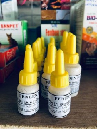 Xổ giun tròn sán dây trên chó mèo Fenben 10% chai chiết 10ml