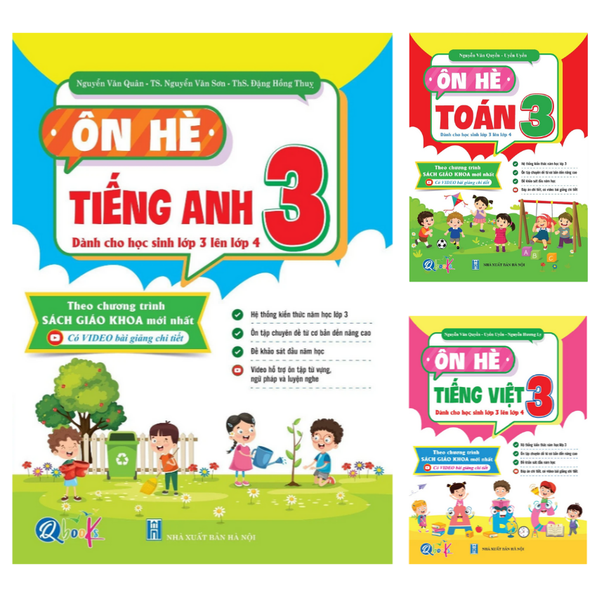 SÁCH - ( Bộ 3 quyển ) Ôn hè toán, tiếng việt và tiếng anh 3 - Dành cho hs từ lớp 3 lên lớp 4