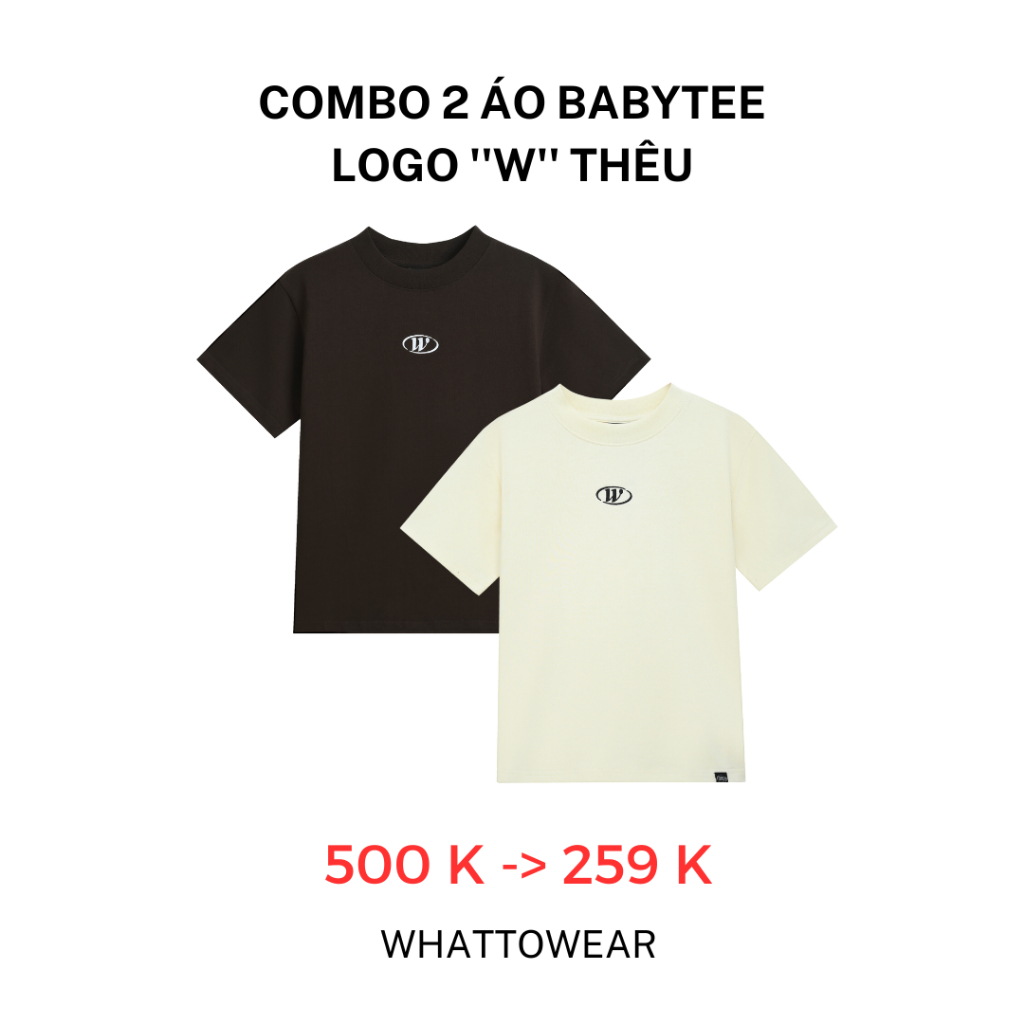 Combo 2 áo baby tee logo "w" thêu - whattowear