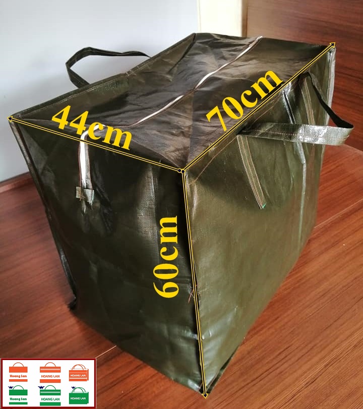 Túi bạt dứa to XXL Xanh Rêu - Loại Dày, cứng, chắc chắn đựng quần áo chăn màn