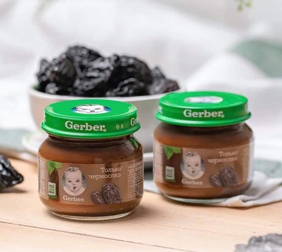 Mận đen nghiền Gerber Nga chống táo bón cho bé từ 4 tháng