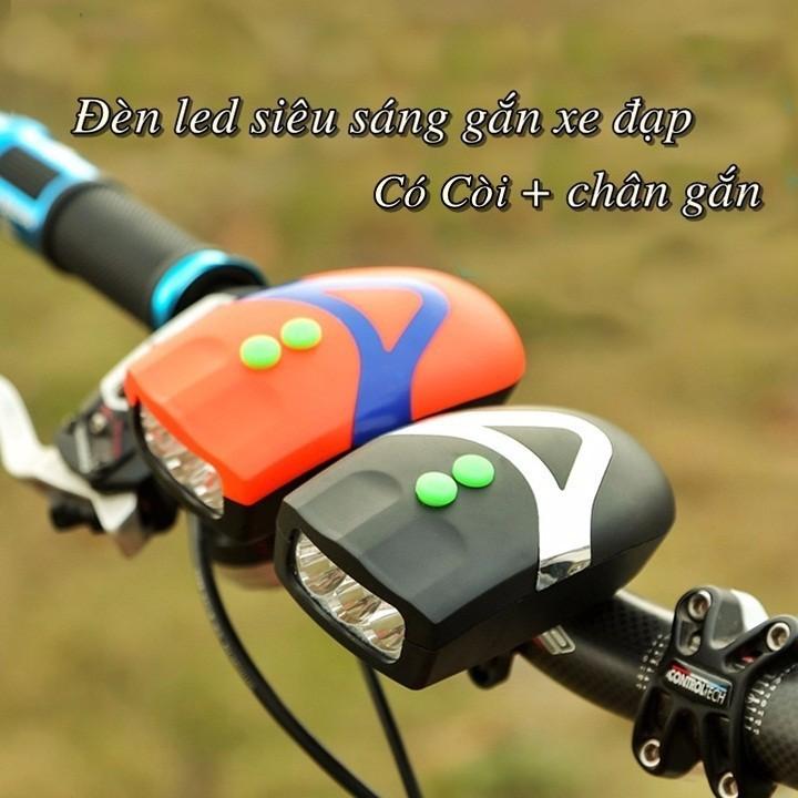 ĐÈN CHIẾU SÁNG GẮN XE ĐẠP 3 BÓNG CÓ CÒI TIỆN LỢI