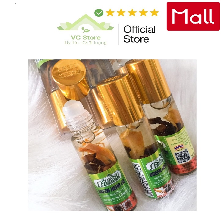 Bộ 3 Chai Dầu Gió Lăn Thảo Dược Thái Lan Green Herb - Mẫu mới