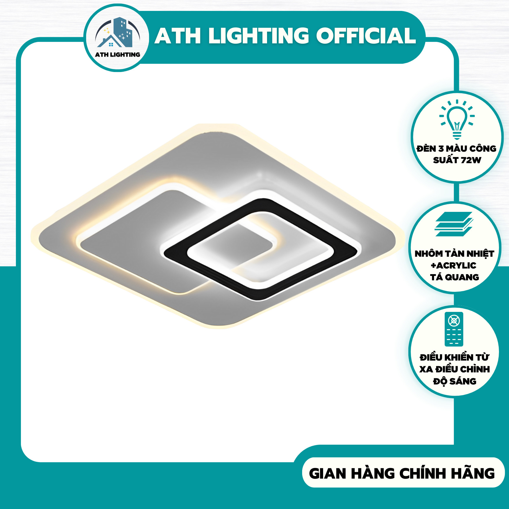 Đèn ốp trần thông minh loại đèn trần phòng khách, phòng ngủ, đèn led trang trí đổi màu với 3 chế độ có điều khiển từ xa