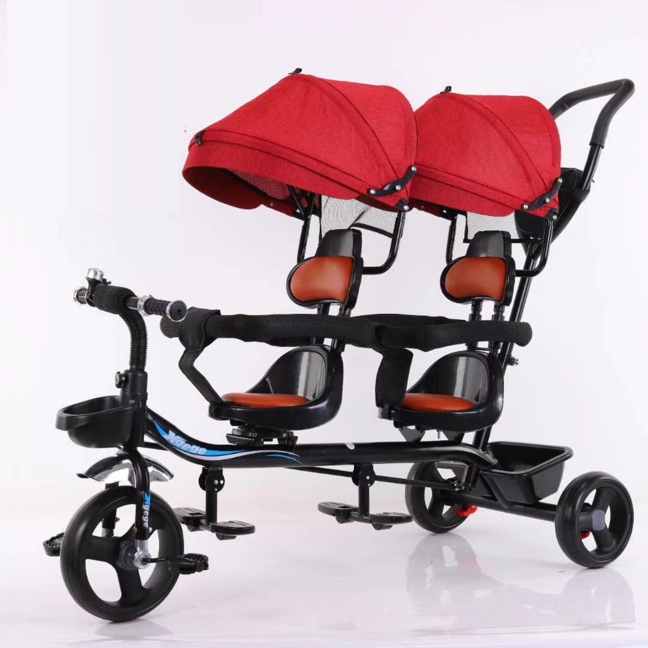 Xe đẩy đôi 380 màu đỏ cho bé
