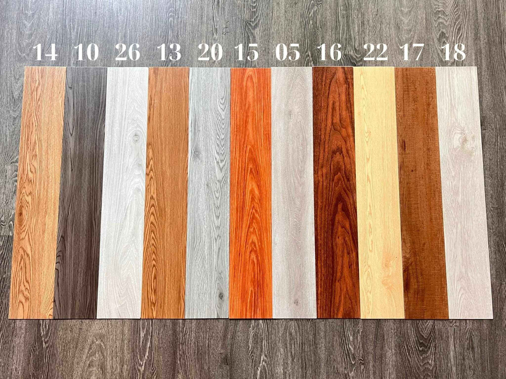 Sàn nhựa giả gỗ, bê tông nhựa nguyên sinh có sẵn keo dán siêu dính vân sần, kích thước 152x914x2mm
