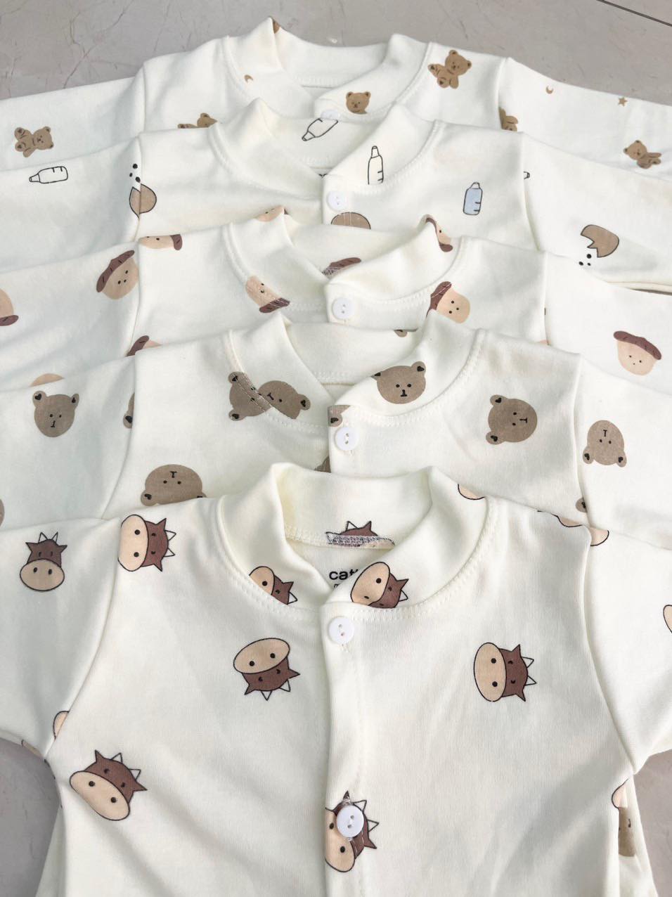 Áo dài tay nỉ Cotton, áo sơ sinh, áo ấm cho bé sơ sinh mùa thu đông