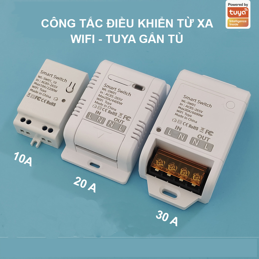 Công Tắc Điều Khiển Từ Xa Wifi  Tuya 10A 20A 30A gắn tủ