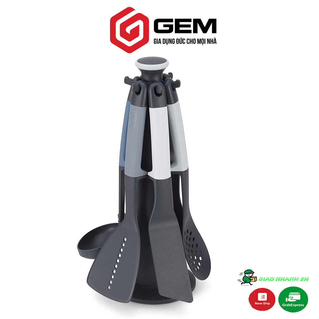 Bộ dụng cụ nhà bếp 7 món Joseph nhập khẩu Đức - Set dụng cụ muỗng có giá treo đồ chống trượt tiện lợi, chịu được nhiệt độ cao