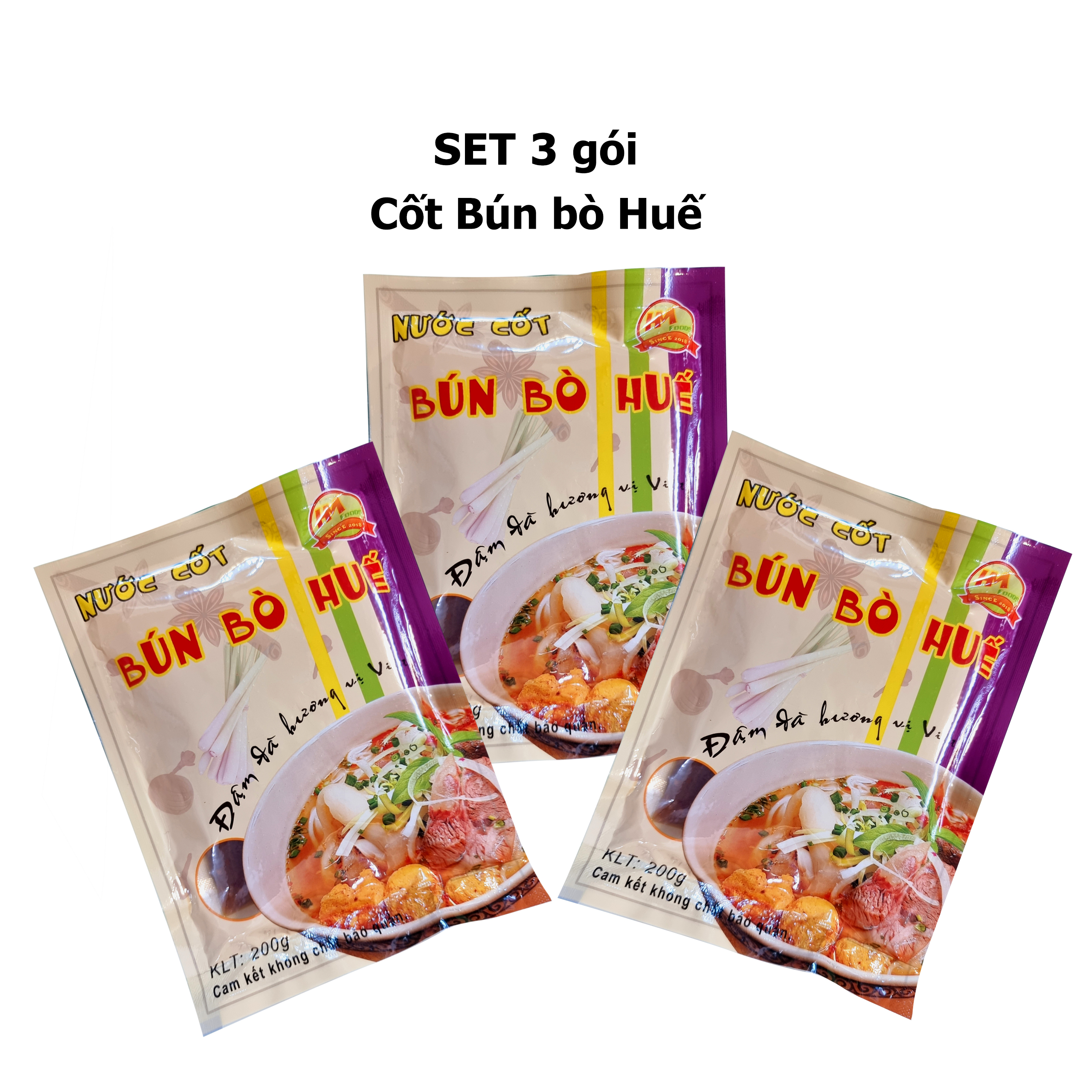 Set 3 gói bún bò huế hmfoods - chuẩn vị huế - an toàn tiện lợi
