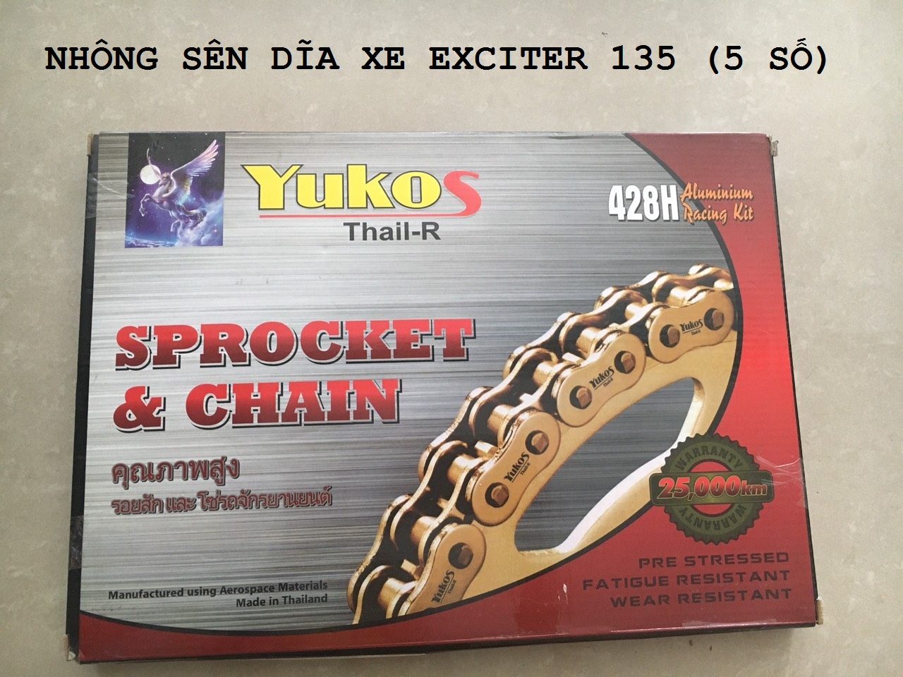 Nhông sên dĩa xe exciter 135 mạ vàng yukos thái lan