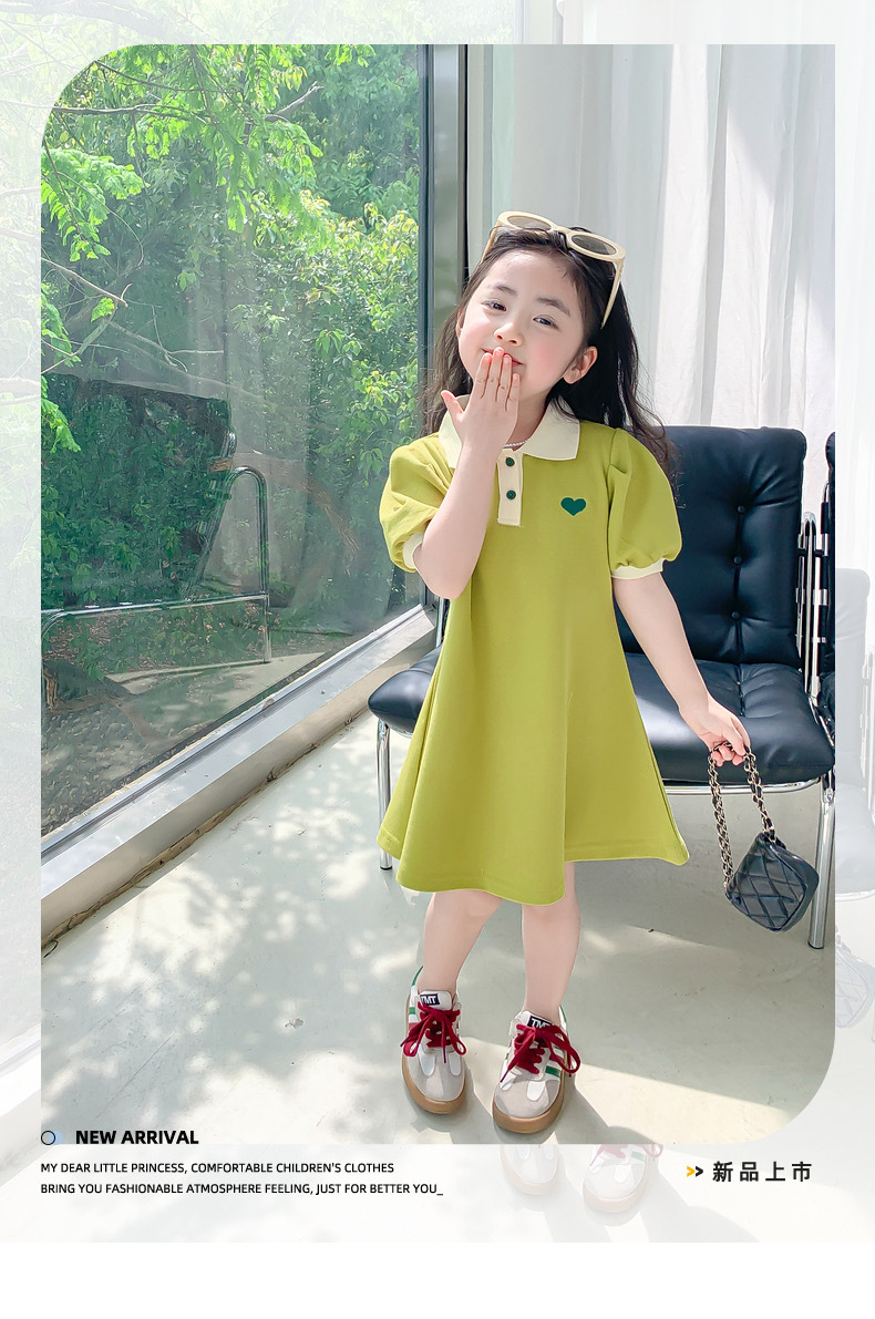Girls dress Western style children polo dress kids clothes big size girl dress ladies short sleeve dress for 12T - 5