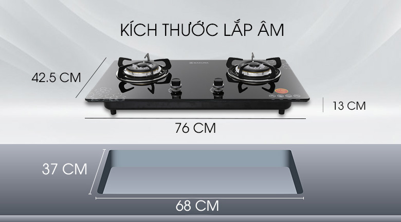 Bếp gas âm Sakura SV-2577GB.Hệ thống đánh lửa IC cực nhạy, dễ dàng thao tác. Mặt bếp bằng kính cường lực dễ vệ sinh, bền bỉ khi sử dụng.
