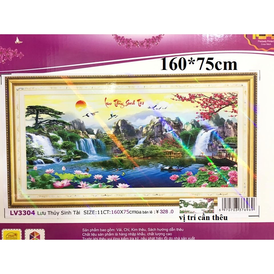 Tranh thêu chữ thập Lưu Thủy Sinh Tài LV3304