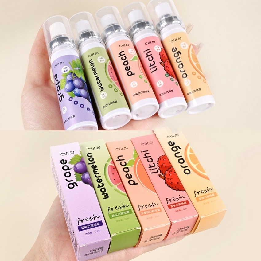 Xịt Thơm Miệng Hương Trái Cây Dung Tích 22ml Loại Bỏ Hơi Thở Có Mùi Chai Xịt Thơm Miệng Hương Dưa Hấu Đào Cam Nho Vải DANA