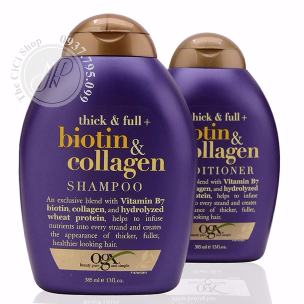 Combo bộ dầu gội và xả chống rụng và kích thích mọc tóc Thick & FullOrganix Biotin &Collagen