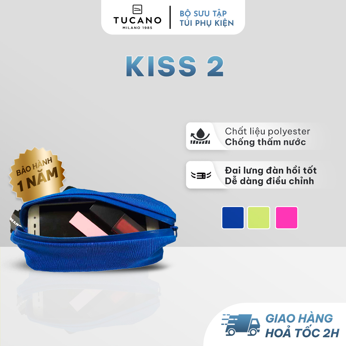 Túi đeo chéo/ đeo hông Tucano KISS 2- Túi bao tử phong cách thể thao chống thấm nước