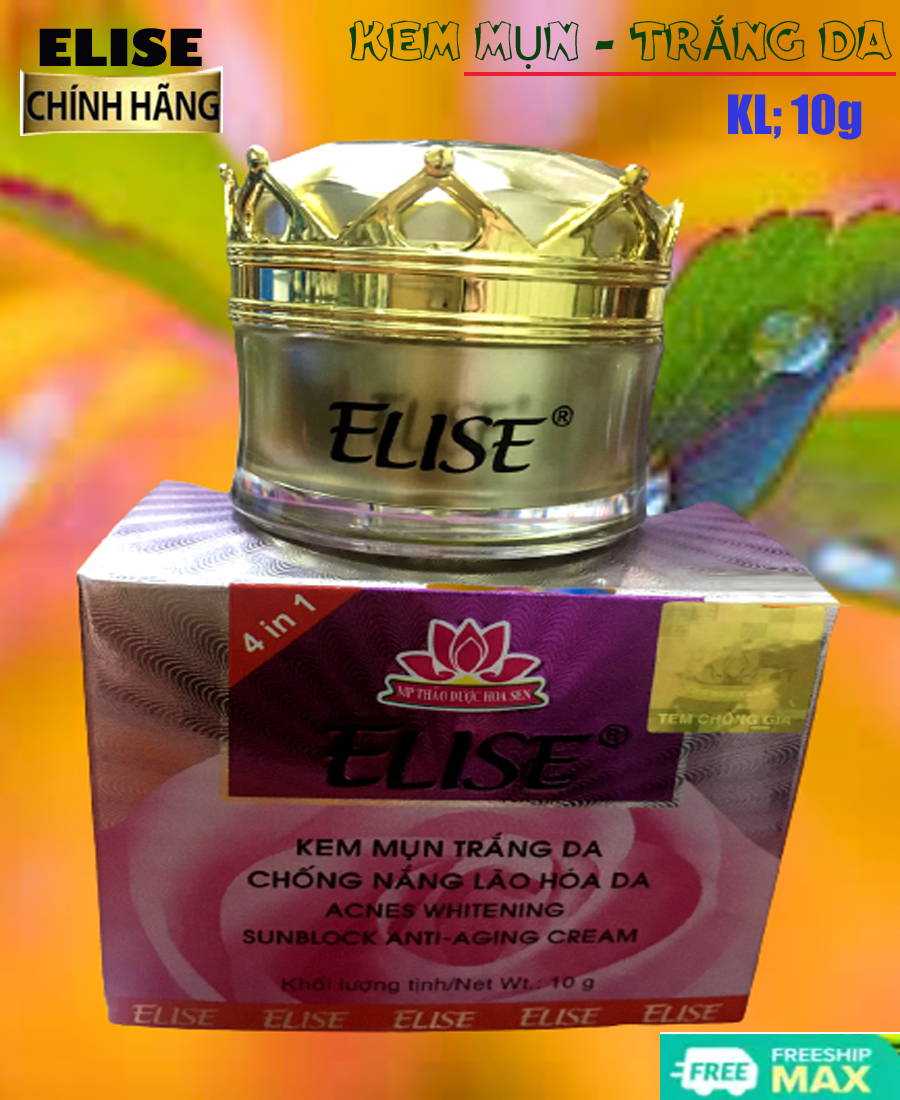 Kem Sạch mụn, trắng da, chống nắng, ngừa lão hóa da ELISE 10g - Giãm thâm, mờ sẹo, phục hồi, tái tạo da