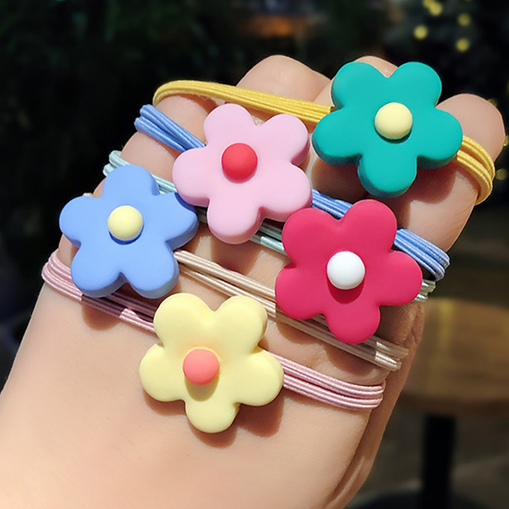 Set 5 Chun buộc tóc hoa mai nhiều màu