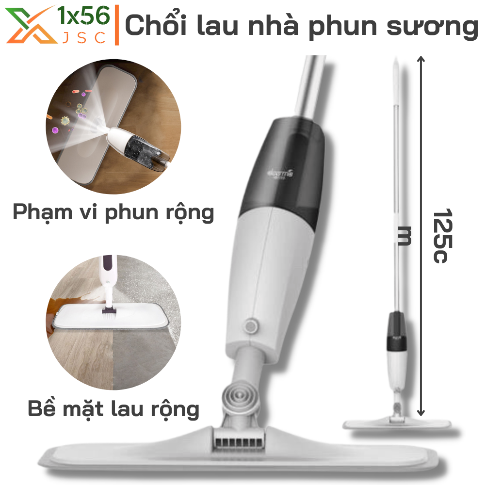 Cây lau nhà phun nước đầu xoay 360 độ cực kì tiện lợi - Chổi lau nhà 2in1 kèm phun sương 350ml