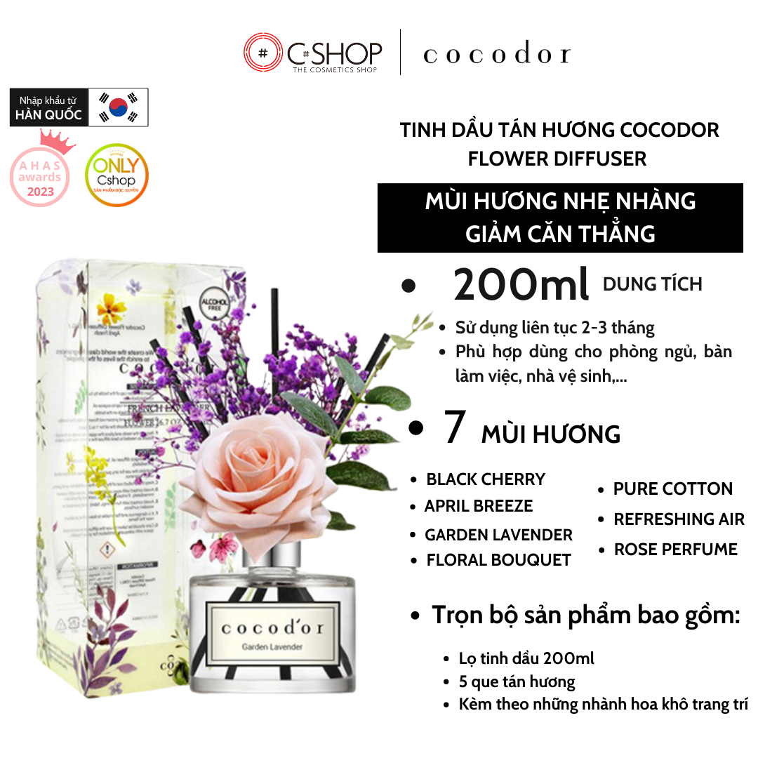 Tinh dầu tán hương cocodor flower diffuser 200ml
