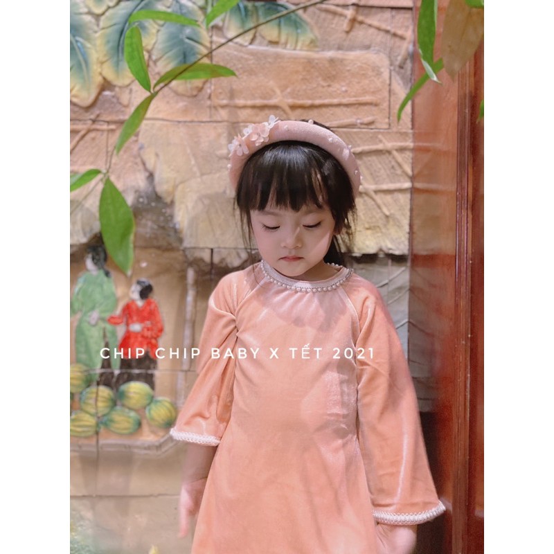 Giảm Giá Áo Dài Nhung Hồng Cam Cho Bé Gái Diện Tết Hàng Thiết Kế Cao Cấp 7-17Kg  - Beecost
