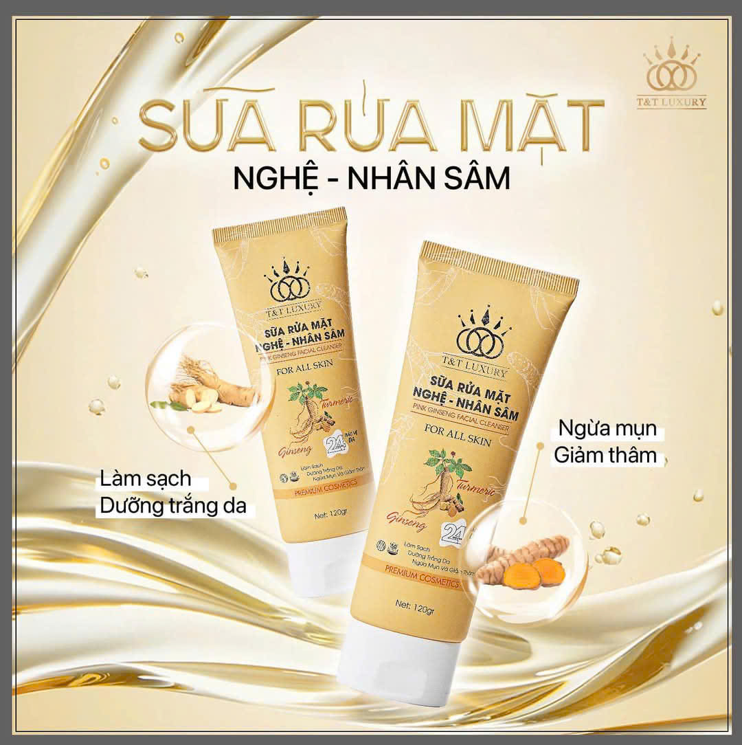 Sữa rửa mặt Nghệ & Nhân sâm T&T LUXURY cho da mụn 120g