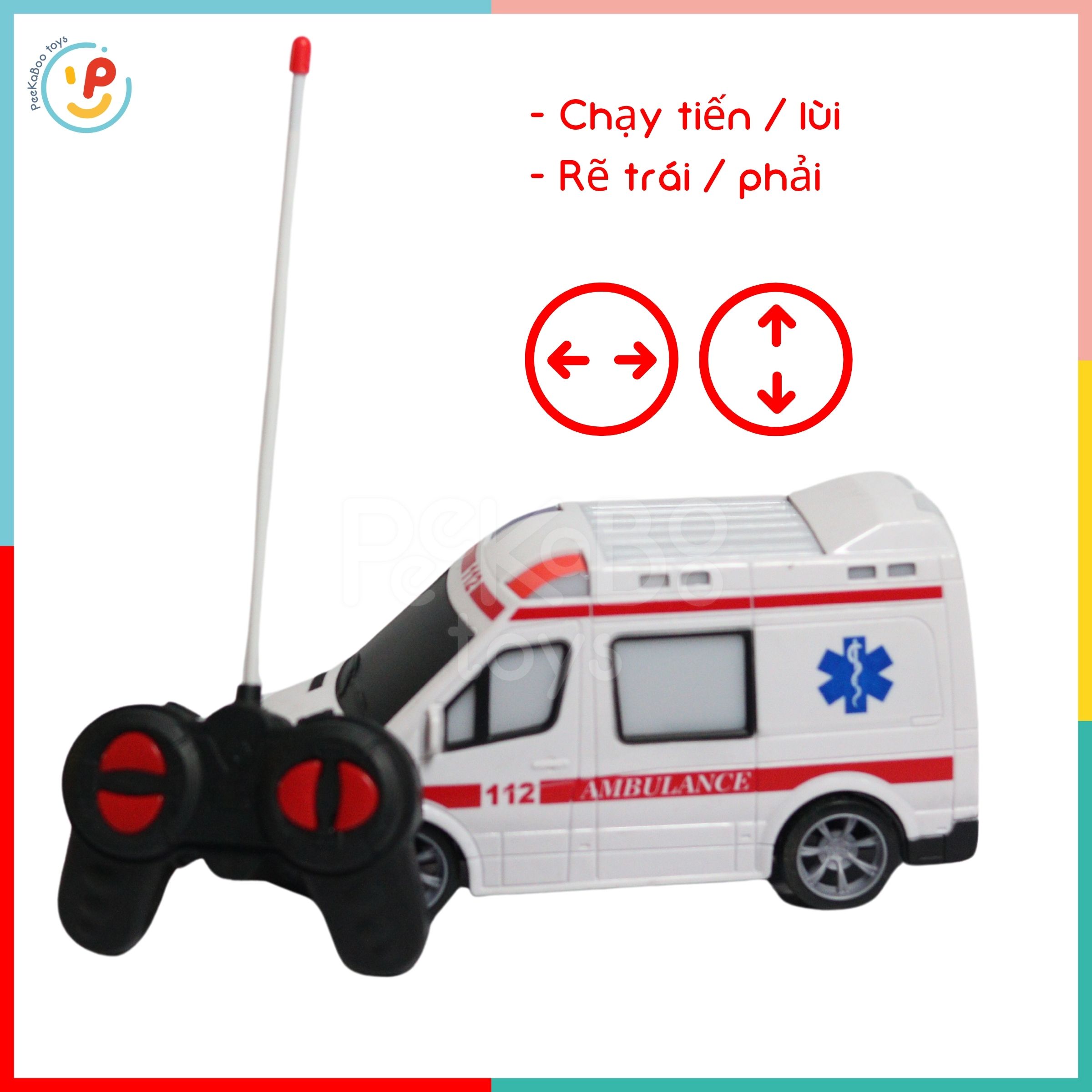 Xe cứu thương điều khiển từ xa cho bé có đèn nhạc 688 đồ chơi trẻ em