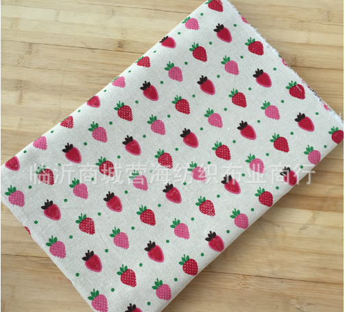 Vải bố/ vải canvas họa tiết quả dâu