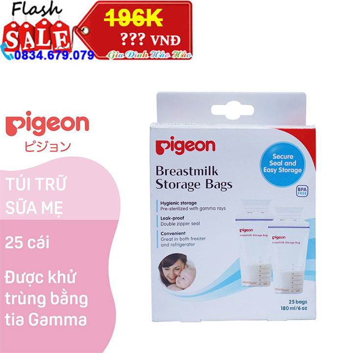 Túi trữ sữa mẹ pigeon 180ml - hộp 25 túi