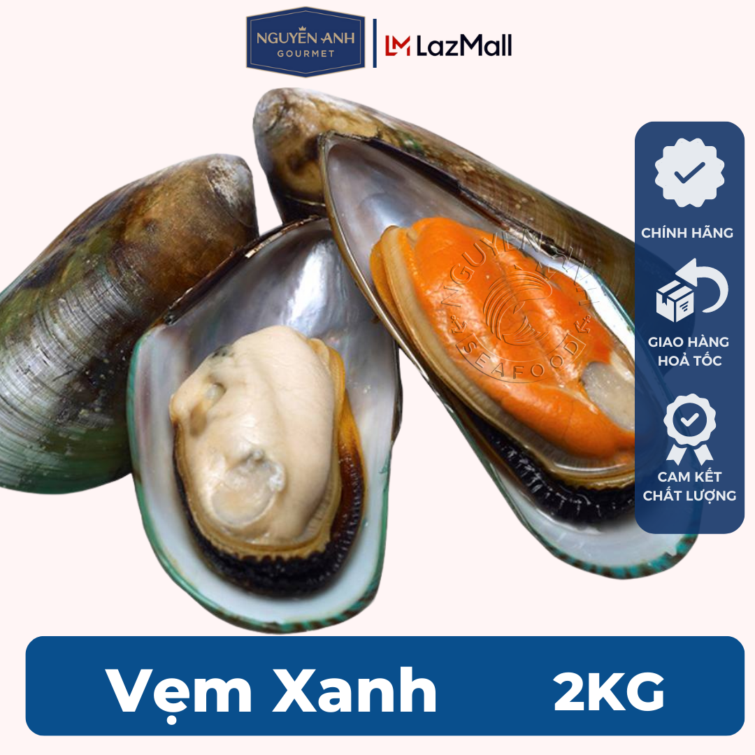 Vẹm Xanh Nguyên Anh đặc sản Phú Quốc hải sản tươi sống như cá, tôm tươi, mực tươi loại 500gr Hải Sản Nguyên Anh.