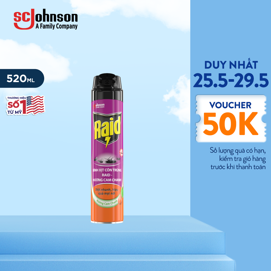RAID Bình xịt côn trùng Hương Cam Chanh 520ml