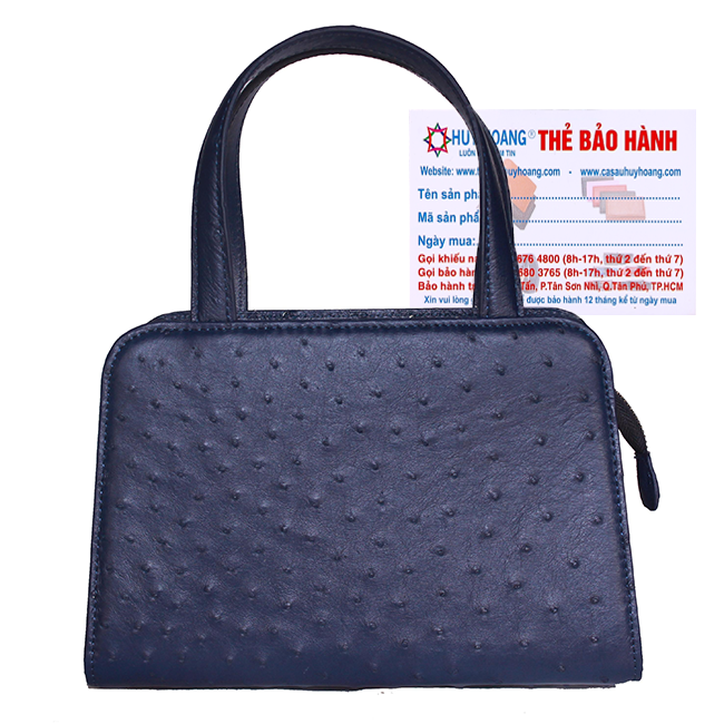 Túi xách nữ da đà điểu cỡ nhỏ màu xanh đậm HK6468